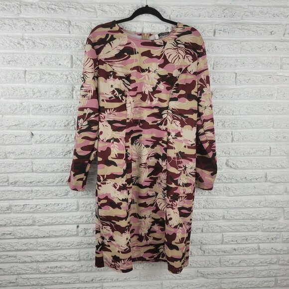 ANGELA Dresses & Skirts - Angela Plus Women Dress 3XL Plus Shift Long Sleeve Burgundy Floral FLO81E